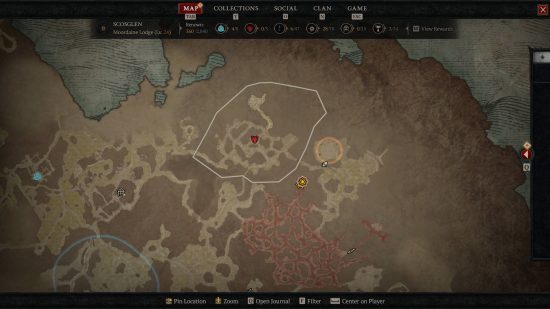 One of the three Diablo 4 Strongholds in the Scosglen region. This one is close to a red swamp.
