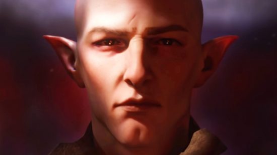 Dragon Age Dreadwolf launch window - Solas, a pointy-eared elf with a bald head and a stern expression