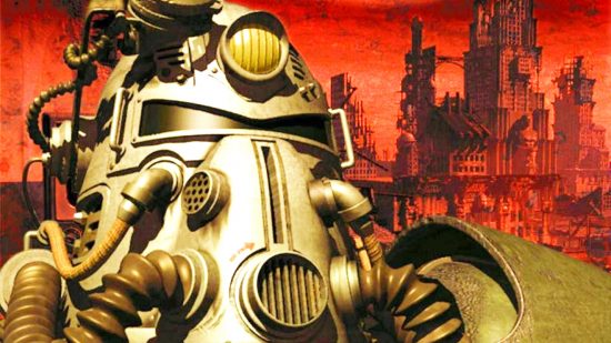 Fallout creator reveals the true purpose behind the vaults: A futuristic soldier in power armour from RPG game Fallout