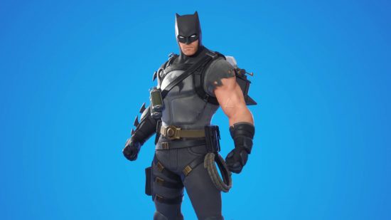 De Batman Zero Fortnite -huid heeft de donkere ridder met gescheurde mouwen en een gebrek aan cape