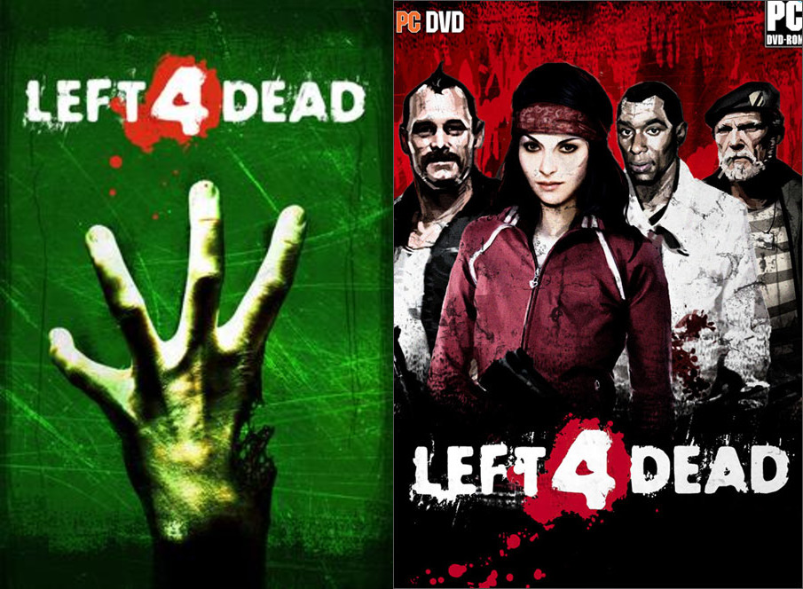 Left 4 Dead dev says Valve meeting was “brutal”: Two different versions of box art for Valve zombie game Left 4 Dead