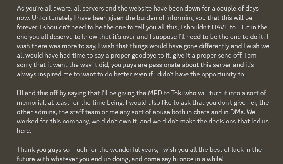One of Minecraft’s biggest servers has just shut down: A statement explaining that Minecraft server Mineplex is shutting down