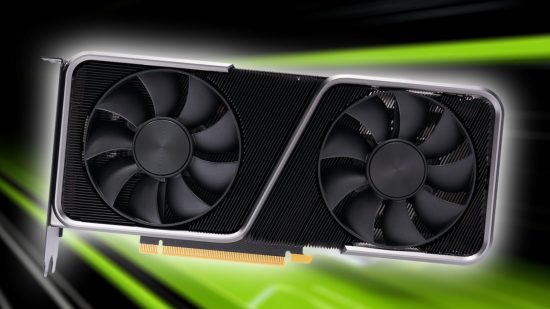 Nvidia RTX 4060 Ti graphics card centre screen with green strobes shining diagonally across the picture