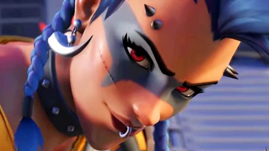 Overwatch 2 patch notes midseason 4 update - Junker Queen, a grey line painted across her eyes, smirks at the camera as she gets huge buffs.