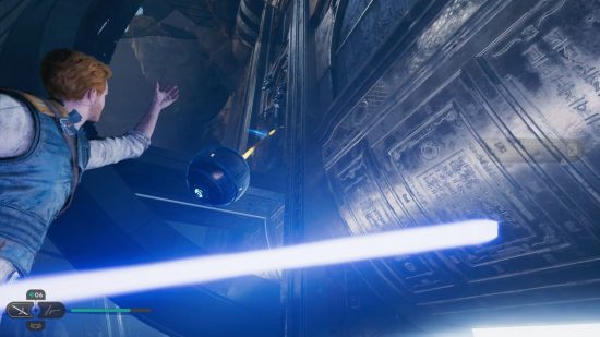 Star Wars Jedi Survivor Devastated Settlement Puzzle Solución: el acoplador ORB desde la plataforma en el rompecabezas