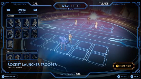 Star Wars Jedi Survivor: Best Holotactics teams and how to play: Holotacitcs game setup.