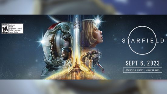 Starfield slip up suggests a softer edge than Fallout: an image of the Starfield twitter banner, with the ESRB rating on it