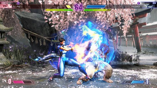 Street Fighter 6 Chun-Li is performing a Kikosho, which is her level one super art.