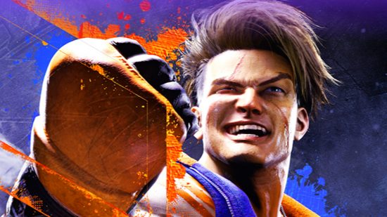 street fighter 6 crossplay: Luke raises an eyebrow in triumph as he holds a clenched fist in front of him,