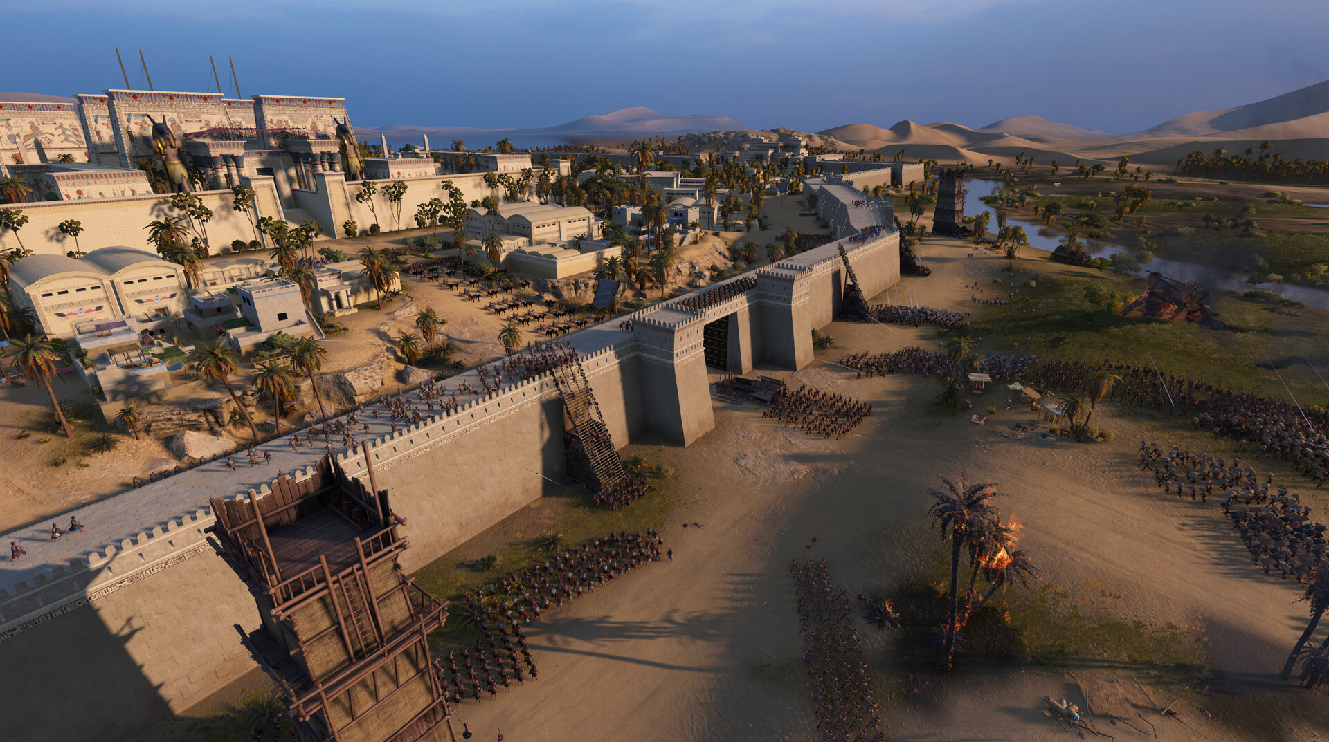 A screenshot of an Egyptian city from Total War: Pharaoh.
