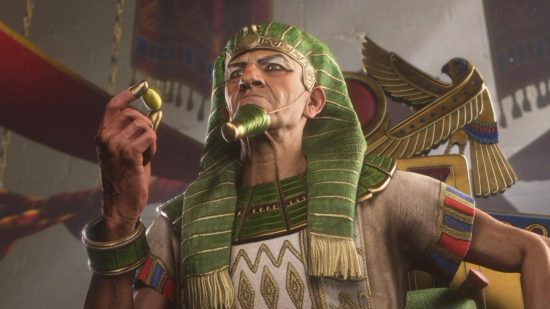 Total War Pharaoh: an Egyptian king wearing ornamental garb.