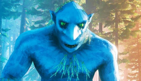 Valheim dev says mods should always be free: A giant blue troll in Steam survival game Valheim