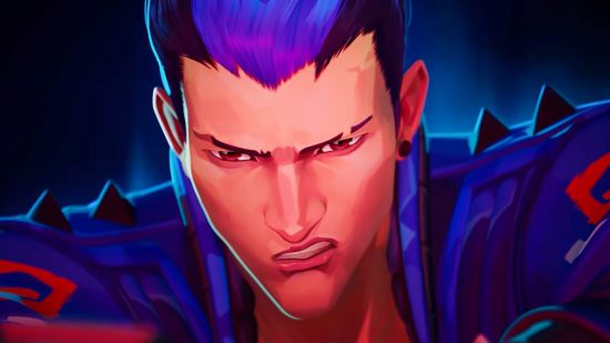 Valorant patch notes - update 6.10 fixes frustrating Yoru Fakeout: A secret agent with blue hair and a determined expression, Yoru from Riot FPS game Valorant