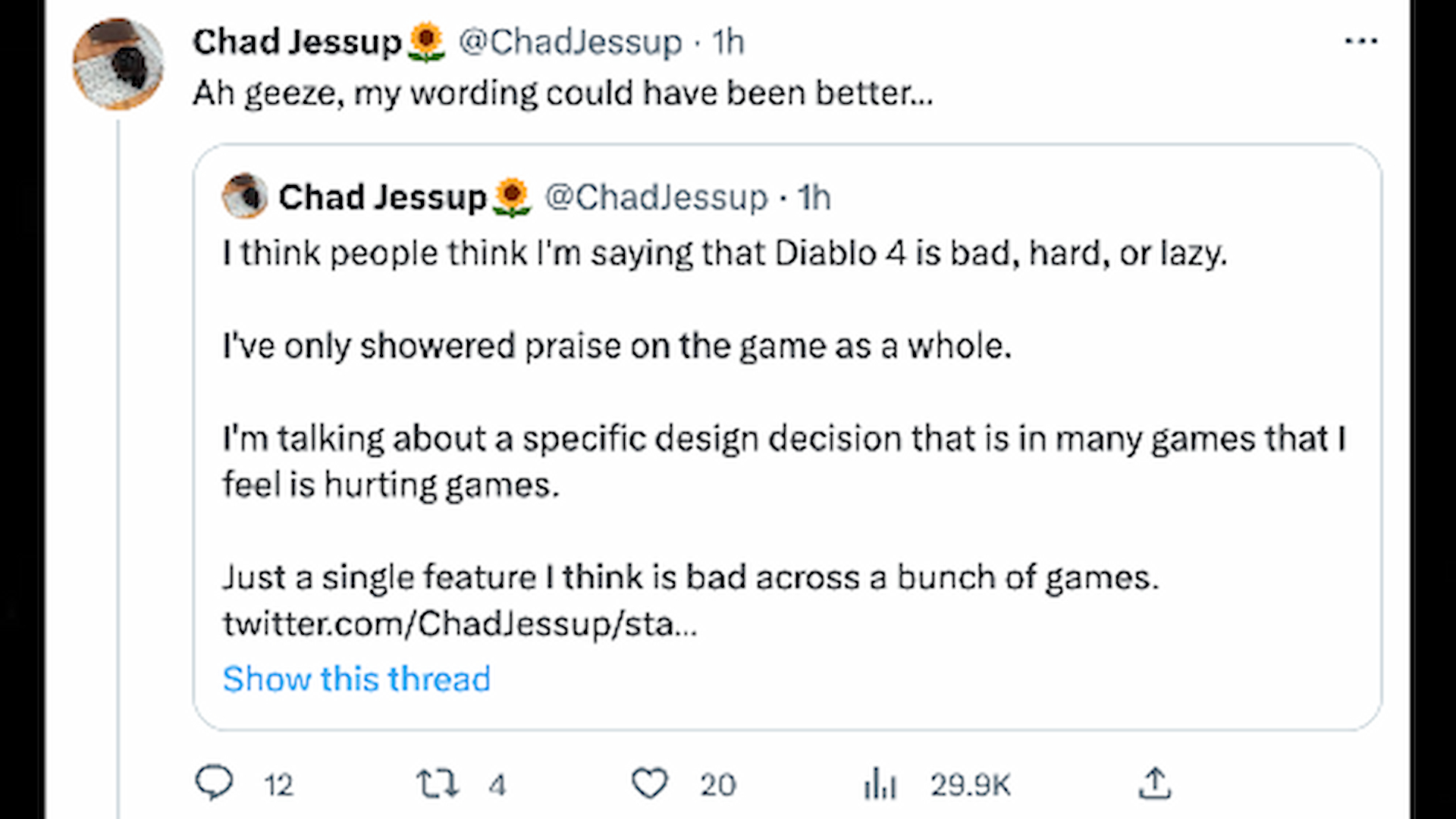 El desarrollador de Bungie responde después de que Diablo Dev responda al tweet original