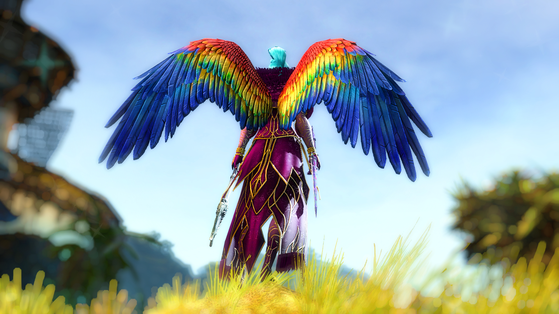 Rainbow wings cosmetic from Guild Wars 2