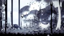 A picture of Hollow Knight in the Pale Court mod scenery