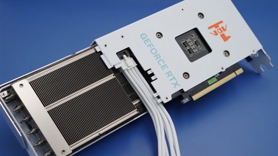 Image of the backplate removed on the white edition Inno3D RTX 4060 GPU.