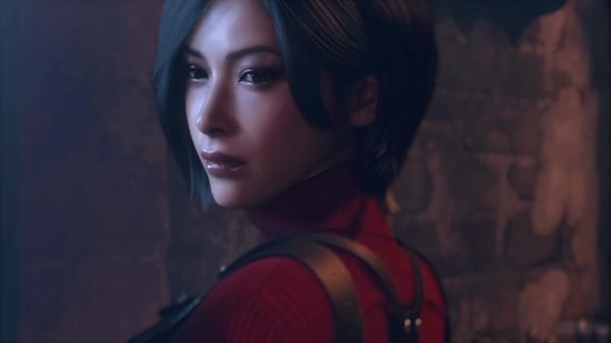 Ada Wong, a woman with short black hair and fair skin from Resident evil 4, looking to the side