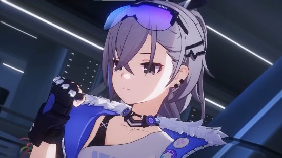 Honkai Star Rail Everwinter Museum reward bug won't be fixed until 1.2: anime girl with silver hair and purple sunglasses