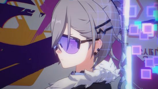Honkai Star Rail 1.1 adds new in-game area, but no main story content: anime girl with silver hair and purple glasses