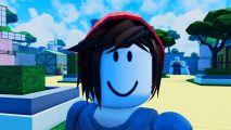 Anime Souls Simulator codes: A Robloxian wearing a red beanie and sporting flopping brown hairs smiles at the viewer.