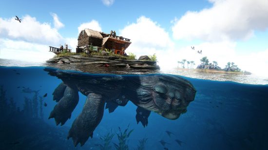 Ark -servere: Der er bygget et helt levested på bagsiden af ​​en svømmeskildpadde Dino