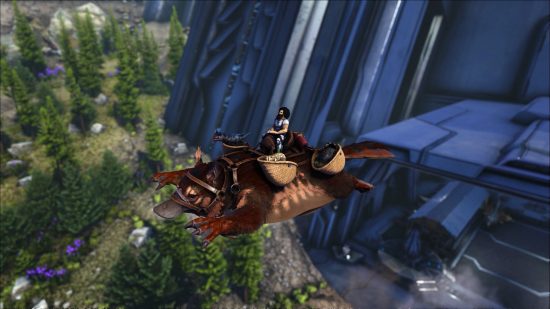 Ark -servere: En karakter sidder på bagsiden af ​​en flyvende dinosaur