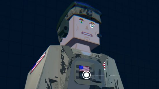 BattleBit Remastered server status down: A soldier stands straight in his uniform, with a cursor over left eye.