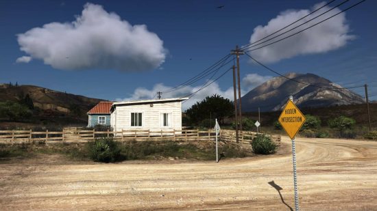 An intersection and a small house show off the realistic visuals of NaturalVision Remastered, one of the best GTA 5 mods.