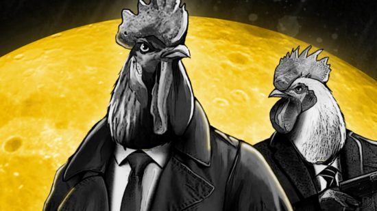 Chicken Police Into the Hive - Sonny Featherland and Marty MacChicken, two chicken detectives in shirts, ties, and jackets.