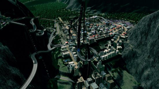 Cities Skylines mods: an almost-incomprehensible set of mountain roads.