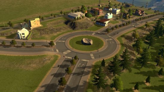 Cities Skylines mods: a roundabout and some green grass.