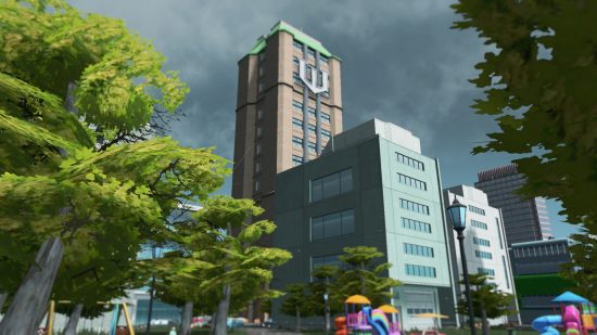 Cities Skylines mods: a skyscraped on a dull day.