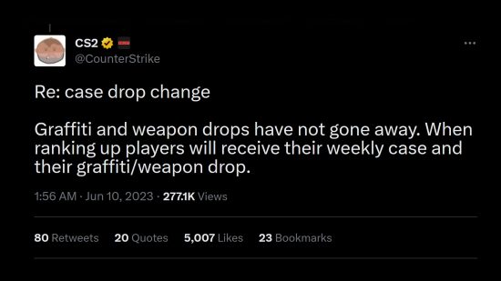 CSGO case drops - Tweet from the CounterStrike account: 