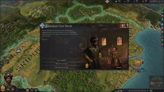 Crusader Kings 3 Wards and Wardens - an in-game event for a child's first words.