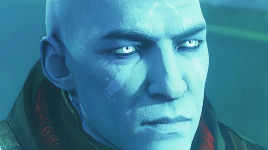 Destiny 2 Lance Reddick: A bald man with blue eyes, Commander Zavala from Bungie FPS game Destiny 2