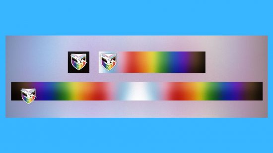 Get a Destiny 2 Pride emblem for your donation to a great org: Destiny 2's The Infinite Prismatic emblem on a blue background. 