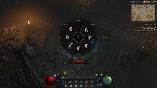 A top down view of a muddy battlefield, with a circular UI element on screen.
