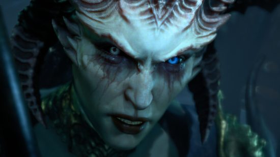 Diablo 4 ending sees Lilith staring with piercing blue eyes.
