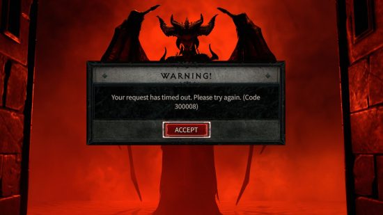 Lilith arka planda duran Diablo 4 hata kodu 300008'i tanımlayan araç ipucu
