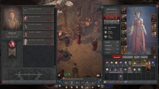 An image of the Diablo 4 PvP vendor showing Killer's Armor