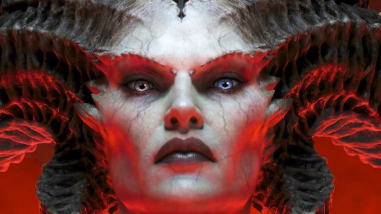 Diablo 4 world boss tracker: A horned demon with multi-colored eyes, Lilith from Blizzard RPG game Diablo 4