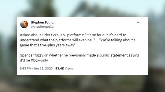 Elder Scrolls 6 launch date "so far out it's hard to understand"