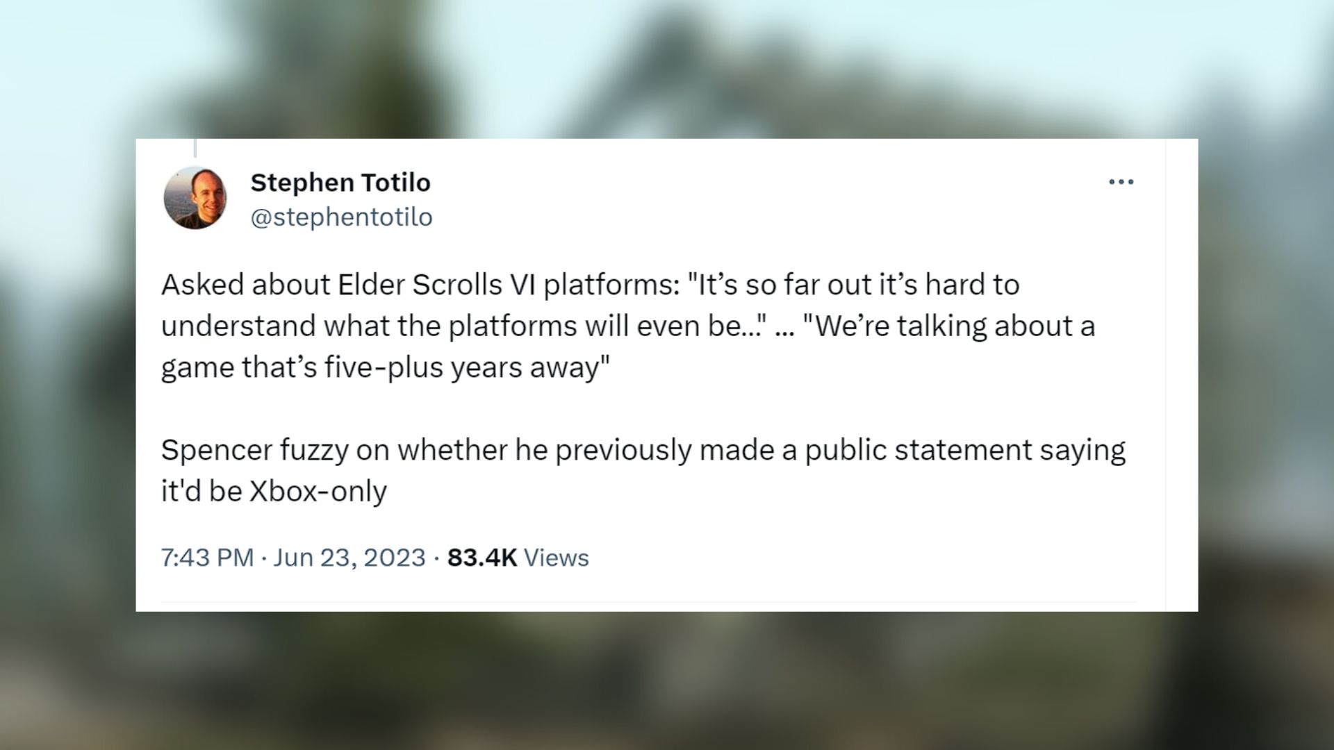 The Elder Scrolls 6 Launching No Earlier Than 2026, According To