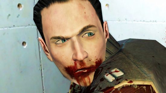 FEAR sale: A man with a bloodied face, Paxon from Monolith FPS game FEAR