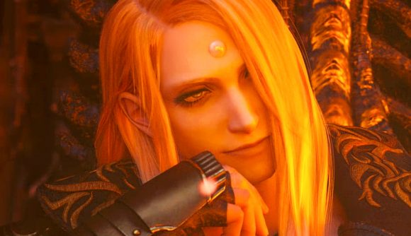FFXIV server status and maintenance times - Xenos yae Galvus, a beautiful man with long golden hair falling over his faces as he reclines in a chair, jaw resting lightly on his fist