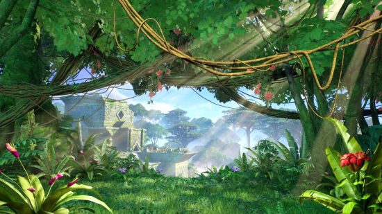 Fortnite第4季第3季發行日期：新荒野季節的叢林場景。