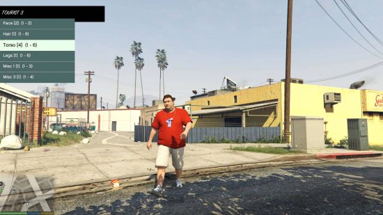 The main character is now a fat red tourist with a pocket fan, walking in Los Santos' backstreets. He is changing because of one of the best GTA 5 mods - the character menu mod.