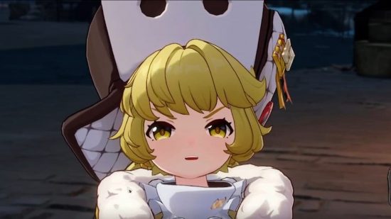 Pitch-Dark Hook the Great raises an eyebrow mischievously at the viewer, unbearably cute despite her low placing on our Honkai Star Rail tier list.