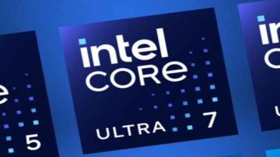 Text reading 'intel CORE ULTRA 7' in a dark blue square against a lighter blue background.